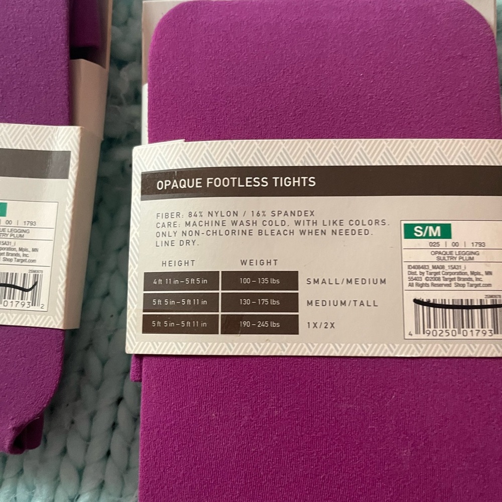 Merona Opaque Footless Tights — Purple (S/M) - Picture 6 of 7